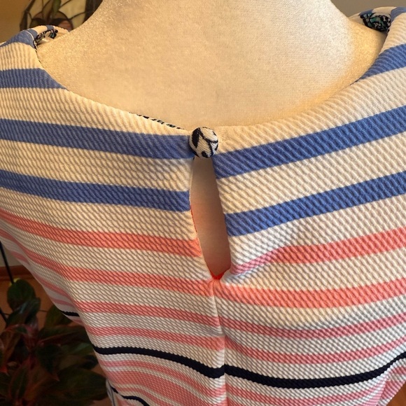 Karin Steven’s Shift Women's Pink White Blue Sleeveless Summer Dress Size 12 - Picture 5 of 16